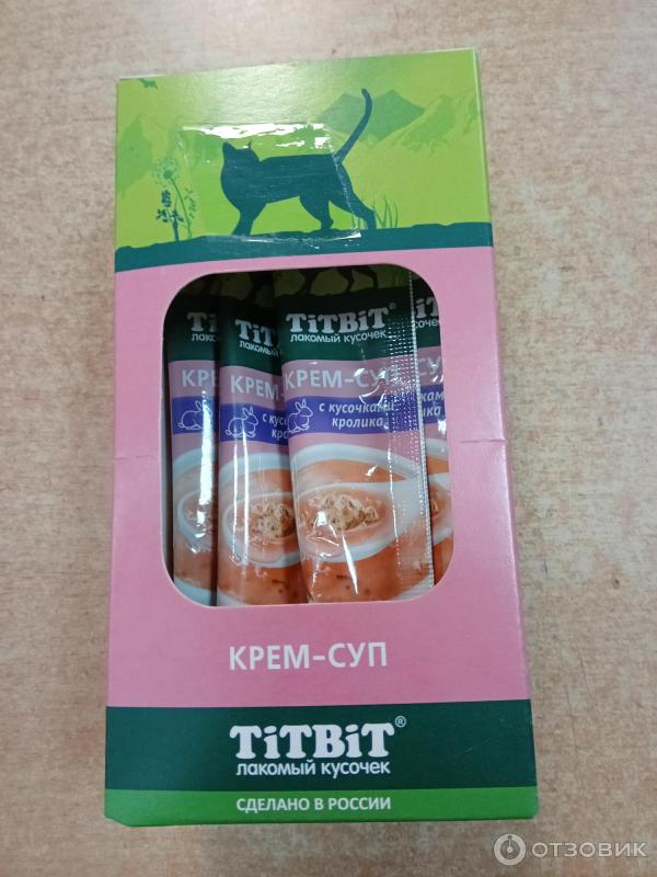 Отзыв о Крем-суп для кошек TITBIT с кусочками кролика | Интересная задумка)