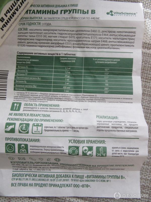 Отзыв о БАД ВТФ "Витамины группы В" | Очень успокаивают