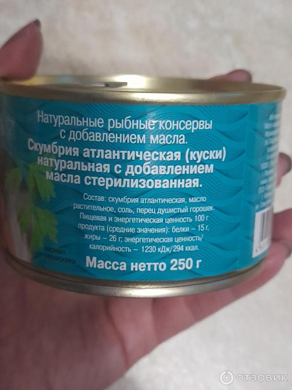 Отзыв о Консервы рыбные 5 морей "Скумбрия атлантическая натуральная" с ...